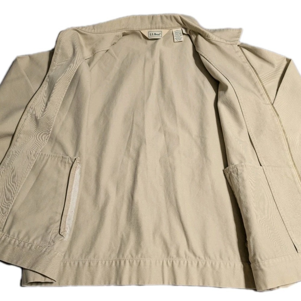 L.L.Bean Womens Beige Harrington Jacket Size 14 Full Zip Cotton Swing Coat - Picture 3 of 7
